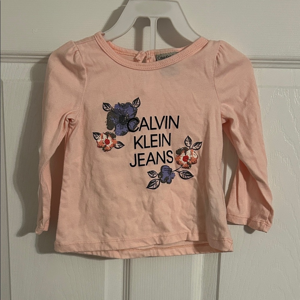 Calvin Klein Jeans Kids Light Pink Floral Long Sleeve Tee